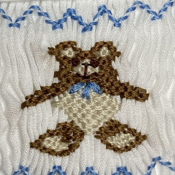 Princess Linens Music Pillow White It’s A Small World Heart Shape Smocking Bear - Picture 8 of 14